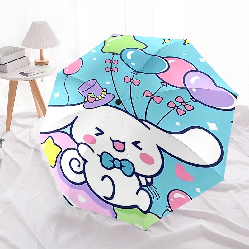 1pc Kawaii Rabbit Balloons Automatic Folding Umbrella - Cute Companion with Heart-Shaped Balloons, Perfect for Fans, Travelers, and Daily Use.D039