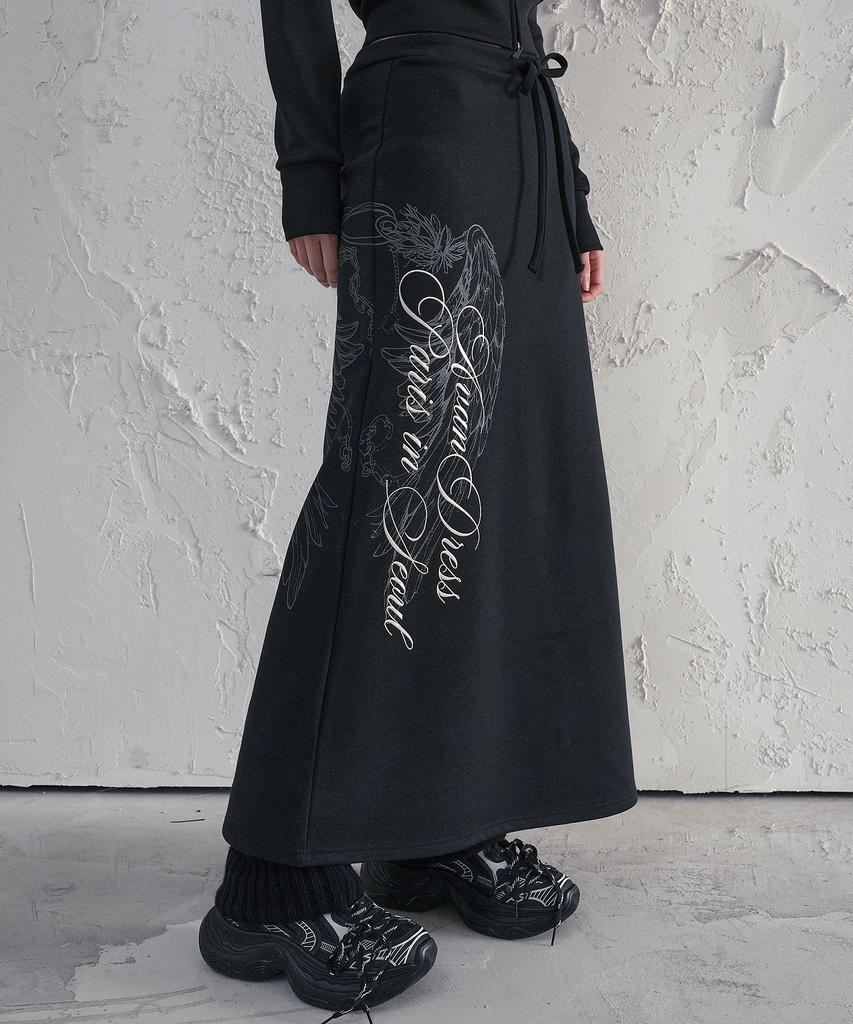 Urban Dress Half Wing Graphic Maxi Skirt_2 Colors