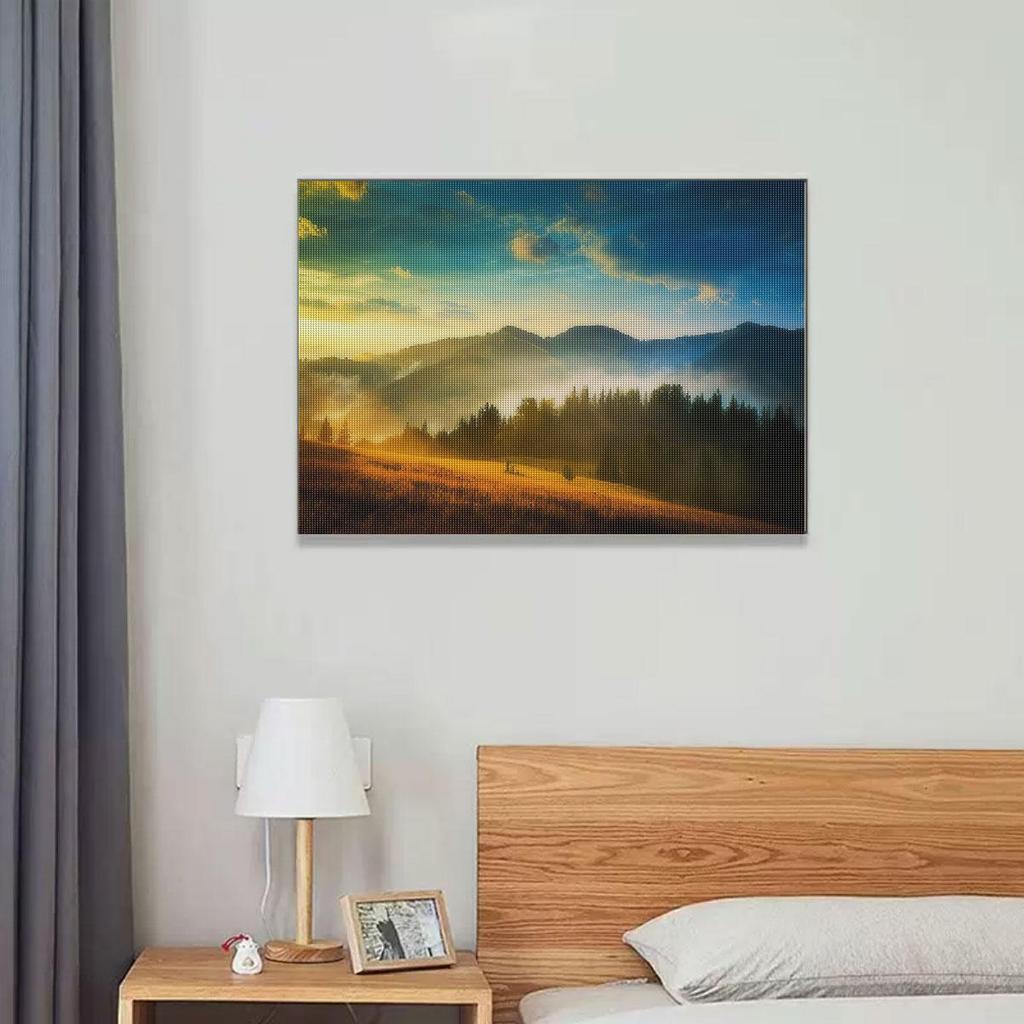 DIY Diamond Painting Landscape Diamond Embroidery Mountain Full Round Diamond Decoration Home 30x40cm/12x16inch