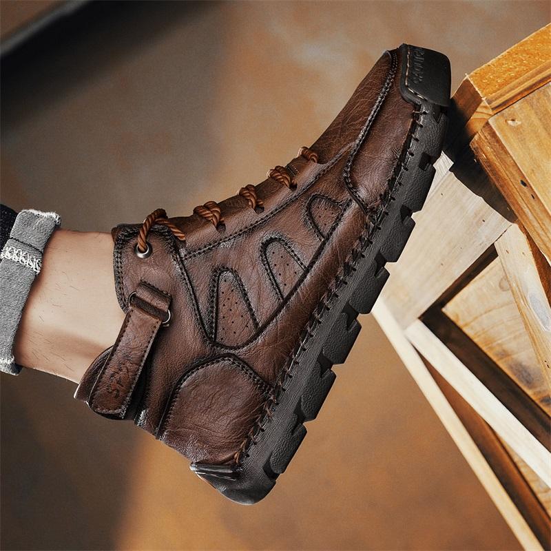 Mens Handmade Boots Pattern Leather Comfy Soft Sock Ankle Boots Autumn /Winter Men Boots Men Winter Boots