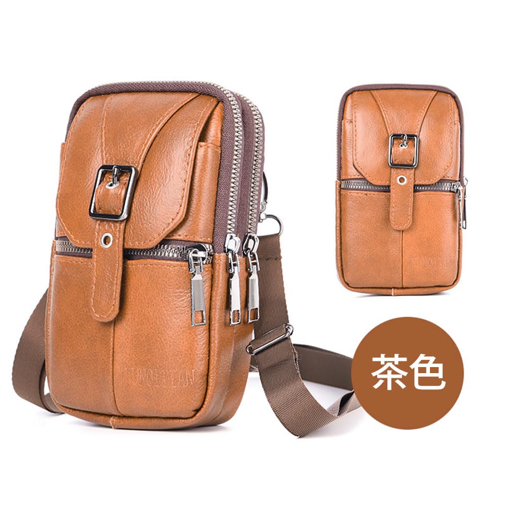Wellvie Classy Smartphone Shoulder Stylish Loss Cowhide Multifunctional Pouch, Bag/Belt Pouch, 3-Way, Men's, Design, Prevention, Safe, Leather,