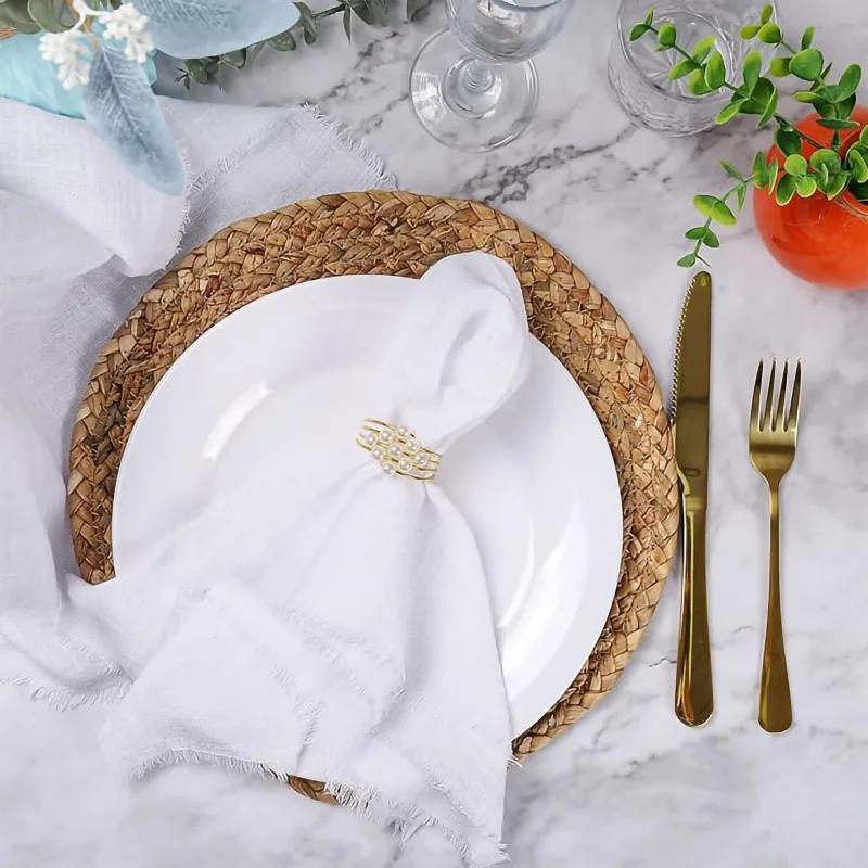 50PCS Wholesale Gauze Cotton Napkin 32x32cm Baby Blue Tea Towel Reusable Wedding Party Christmas Table Decor Burrs Napkins