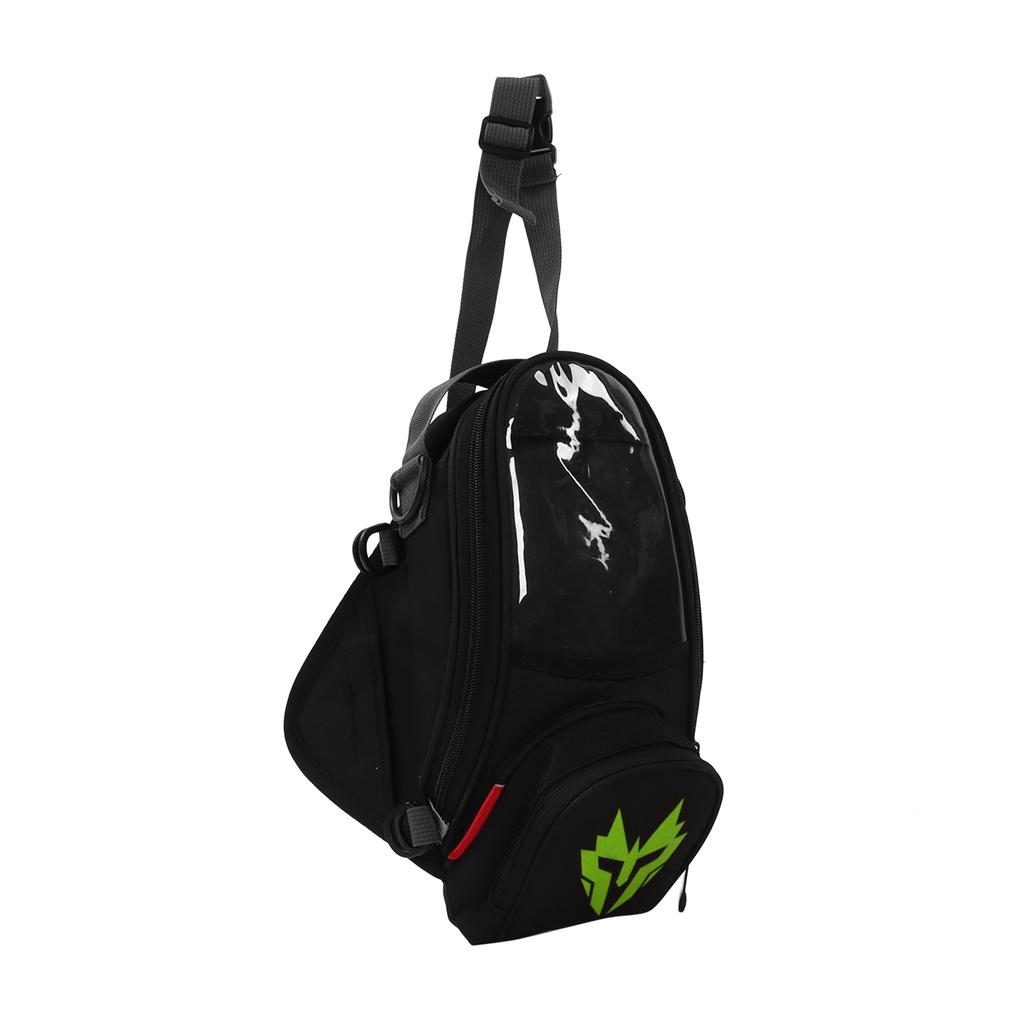 Motorcycle Fuel Tank Bag Touch Screen Function Adjustable Strap Waterproof Oxford Fabric UniversalGreen