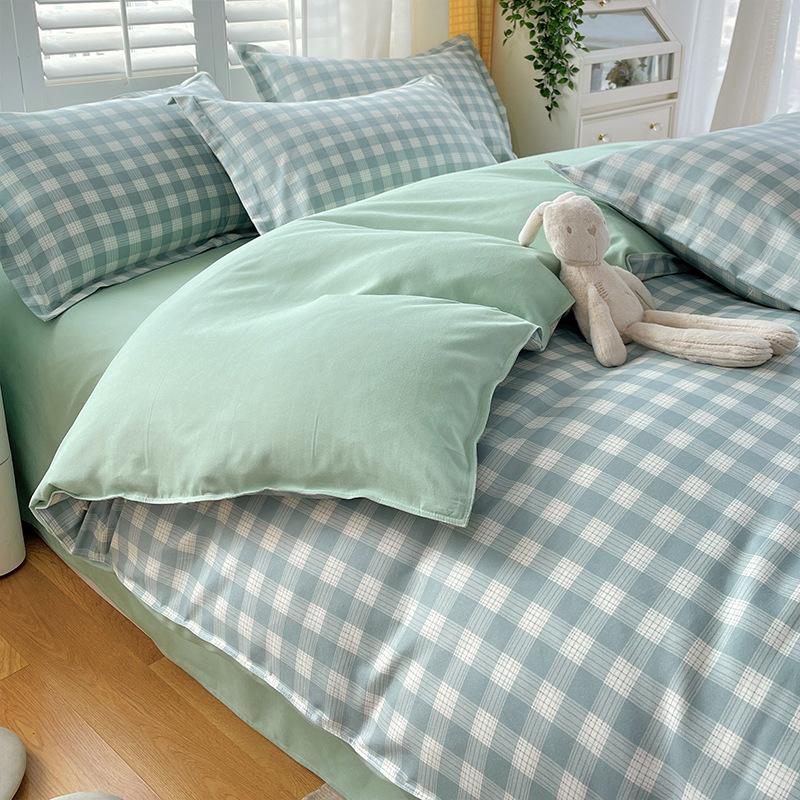 Plaid Striped Bed Sheet Quilt Cover Twill Thickened Quilt Cover Bedding Quilt Cover Three-piece Bed Sheet Set