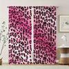 2PCS Pink Leopard Print Curtains with Pole Bag Design Protecting Privacy and Suitable for Various Decorative Scenes