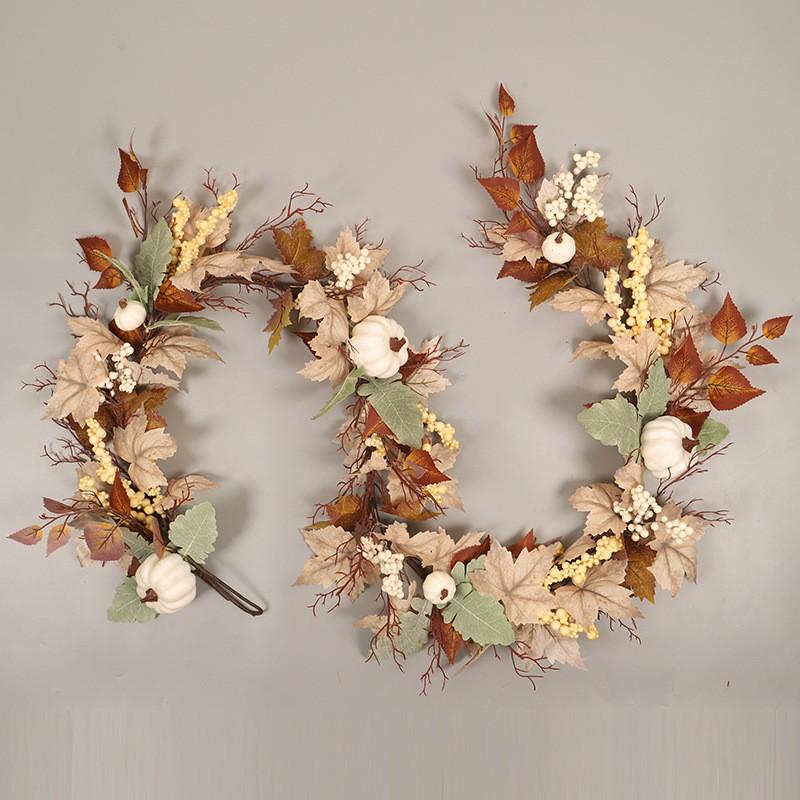Autumn White Maple Leaf Rattan Decor Pendant for Thanksgiving