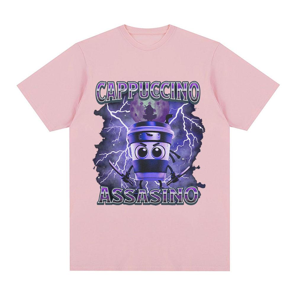 Cappuccino Assasino Italienischer Hirnzerfall Lustiges Meme T-Shirt Herren Damen Mode Vintage T-Shirts Männlich Lässig Humor Übergroßes T-Shirt