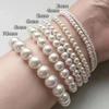 Simple 4/6/8/10mm Beige White Imitation Pearl with Hole Bead Necklace Earrings Bracelet with Round Beads for DIY Handmade Crafts