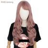 XINRAN Long Wavy Wigs for Black Women African American Synthetic Hair Pink Brown Wigs with Bangs Heat Resistant Wig