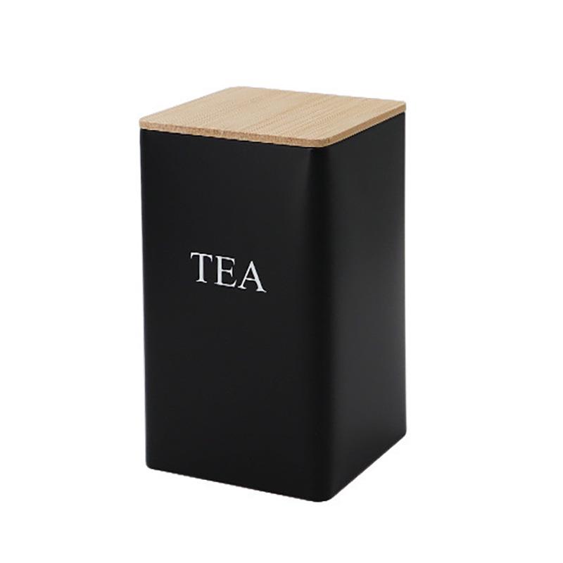 

Жестяная коробка с бамбуковой крышкой для сахара, чая и кофе - Упаковка с герметичной застежкой в простом стиле