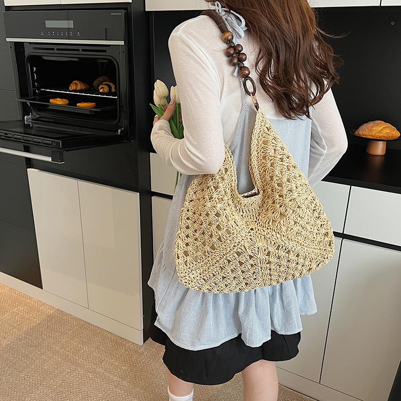 Pleciona torba ze słomy Nowa modna torba plażowa dużej pojemności Casualowa torba na ramię Crossbody