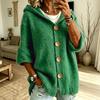 Damen Farbe Langarm Knopfleiste Kapuze Strickjacke Pullover für Herbst Winter