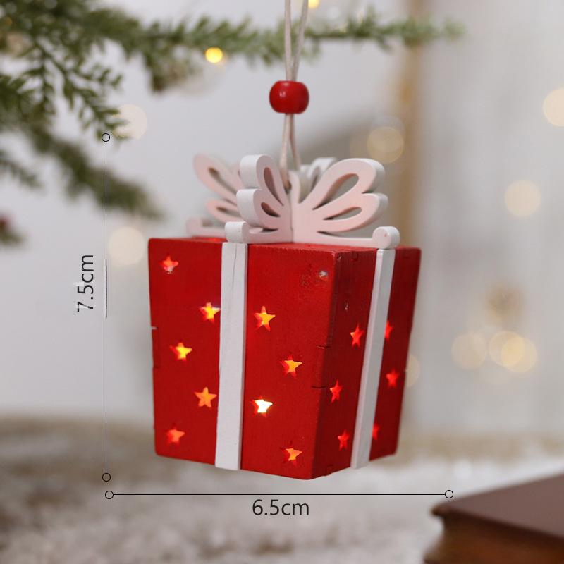 Feiertags-Tischschmuck Weihnachts-Atmosphärendekorationen Weihnachts-Holzhaus-Anhänger, die Licht aussenden können Kreatives Handwerk