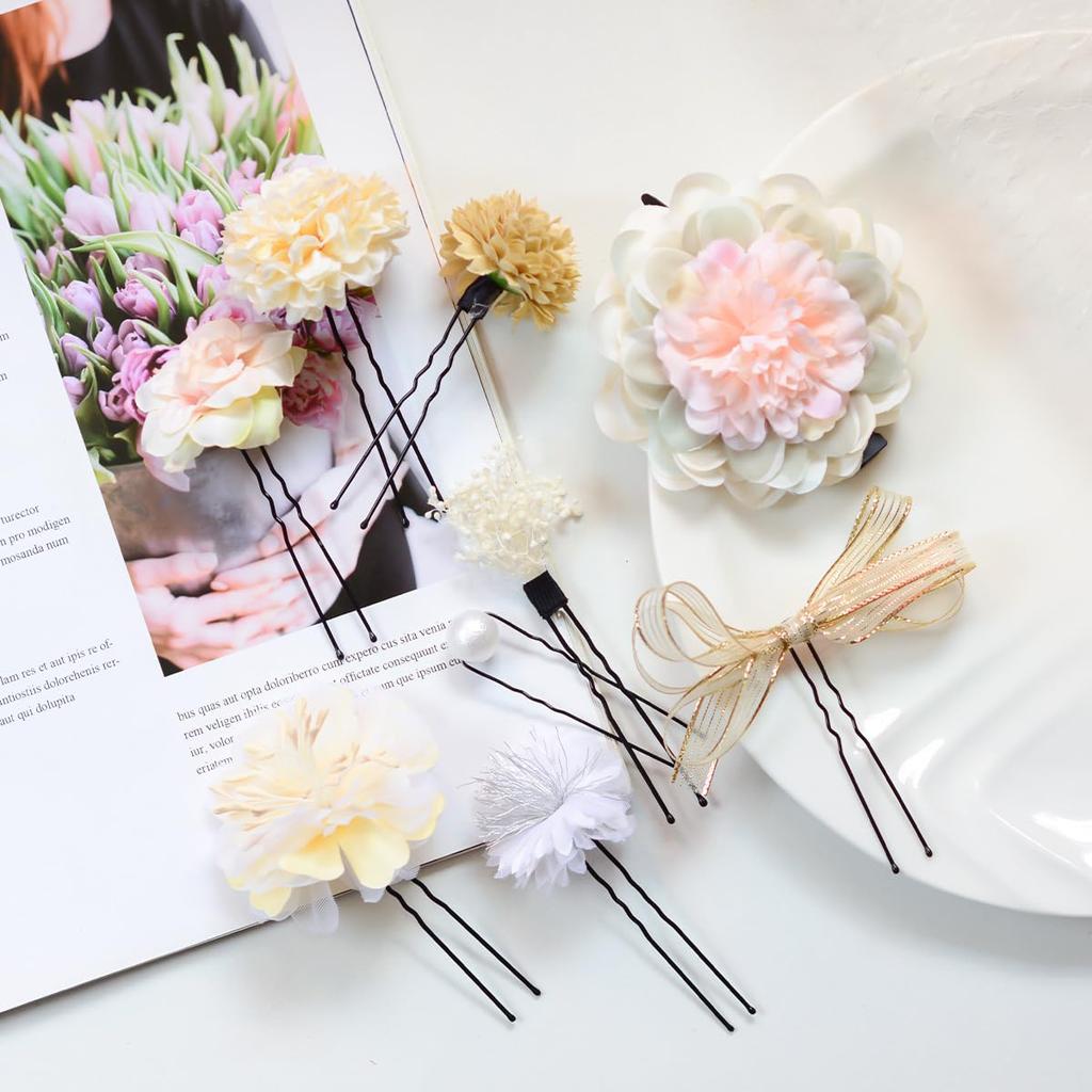 Mi&kala Hair Ornament for Yukata, Kimono, and Traditional Japanese Clothing - Artificial Flower Hair Accessory for Fireworks Festivals, New Year's,