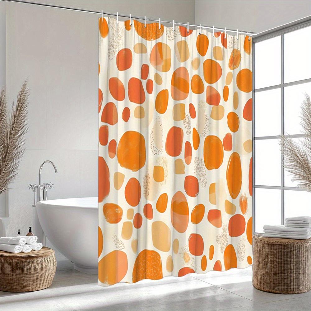 Waterproof Abstract Orange and Peach Pattern Shower Curtain Boho Bathroom Decor Modern Geometric Design Liner for Spa Home Kids