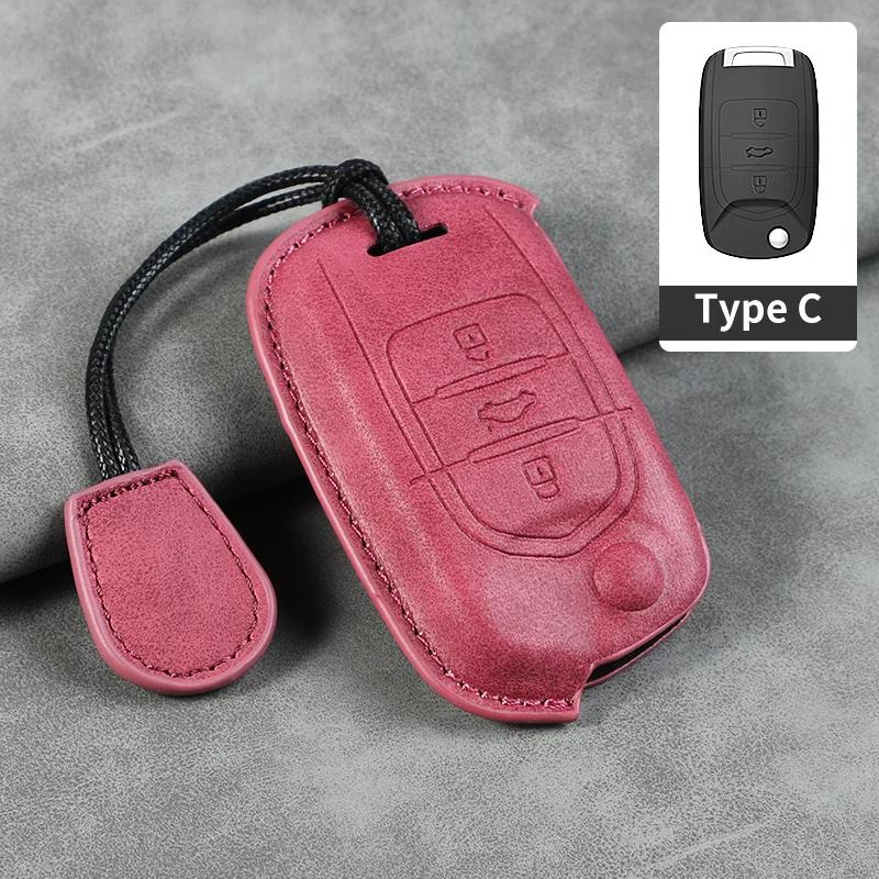 3 Button Leather Car Flip Key Case Cover for SGMW Wuling Hongguang Mini 2025 for Baojun 510 560 730 310W 530 360 200E Key Shell