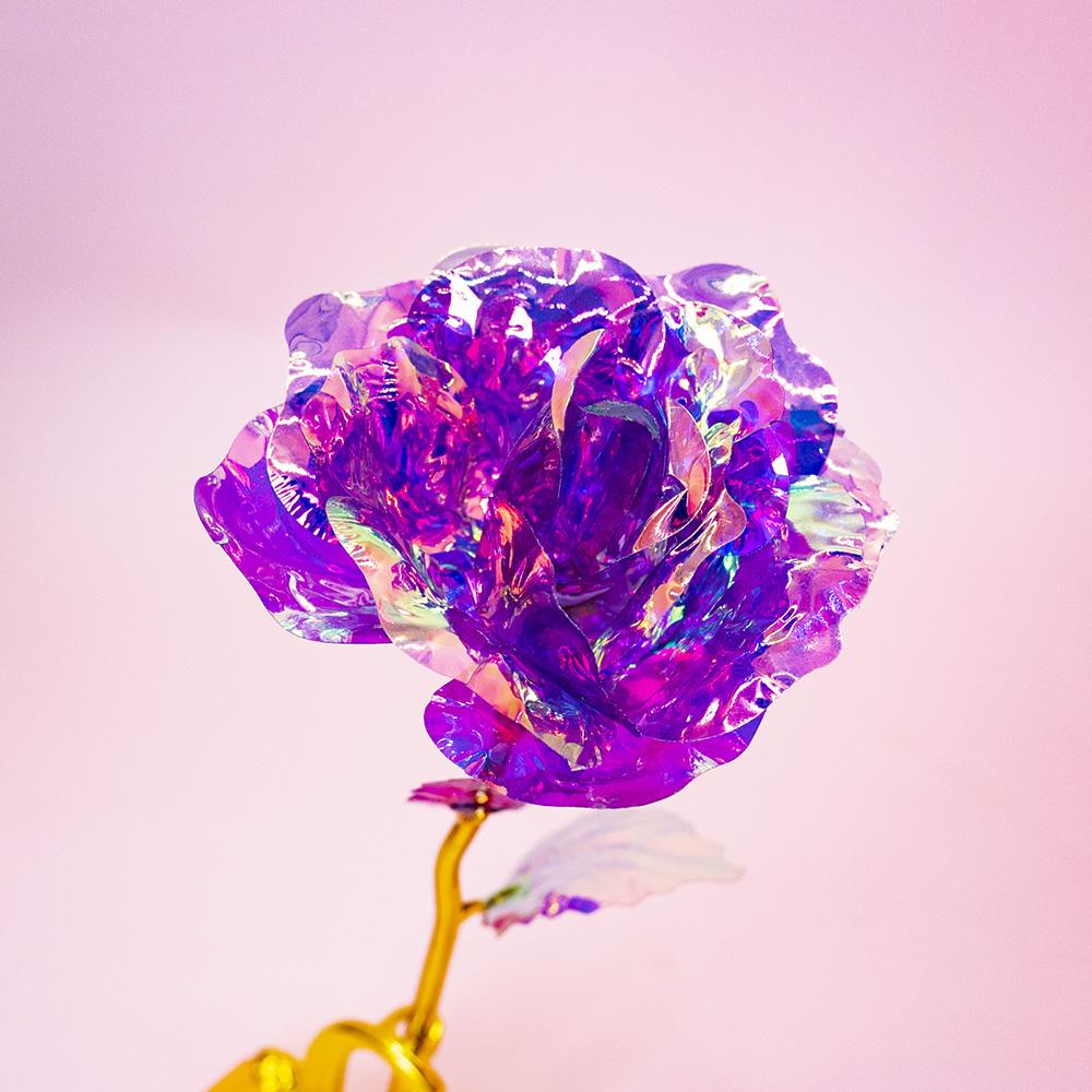Hot Beauty Foil Iridescent Rose Artificial Flower Birthday Valentine'S Day Anniversary Christmas Gifts For Wife And Girl Friend