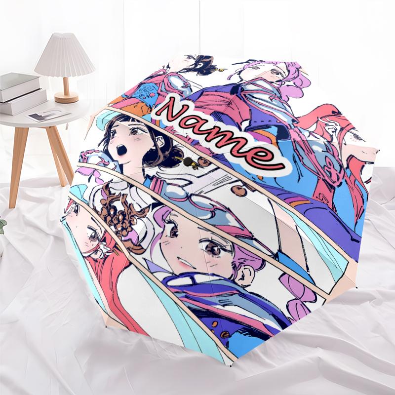 Ombrello Stampato Personalizzato con Nome K-KPop Demon Hunters - Apertura/Chiusura Automatica, Struttura Robusta a Otto Stecche, Ombrello Pieghevole Automatico