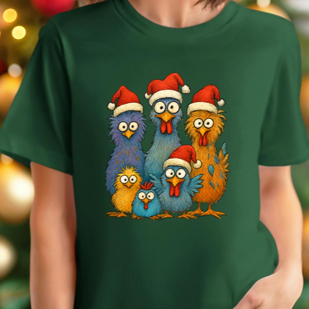 Christmas Chicken Keeper Shirt, Funny Flock Tee, Colorful Chicken Family T-Shirt