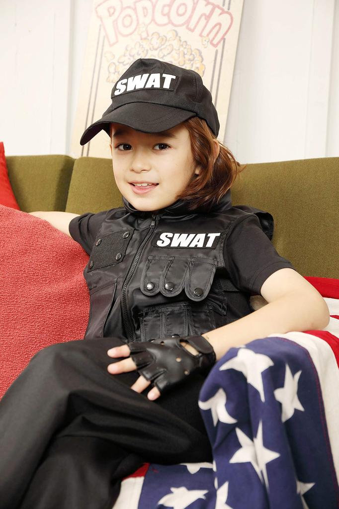 Clearstone Cool Swat Cosplay Halloween Black Kids' Costume, 100cm, Boys,