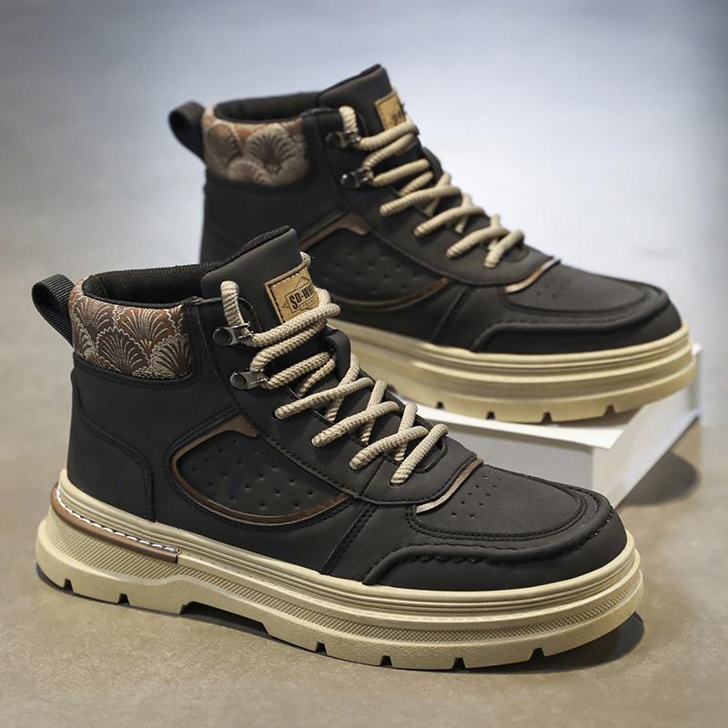 Winter Autumn Men's Boots High Top Casual Sneakers Men Designer Anti-Slip Ankle Boots Outdoor Thick Sole Mens Work Boots New
