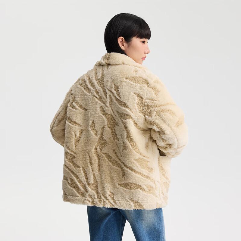 Lee Women's Khaki Collared Fleece Padded Jacket