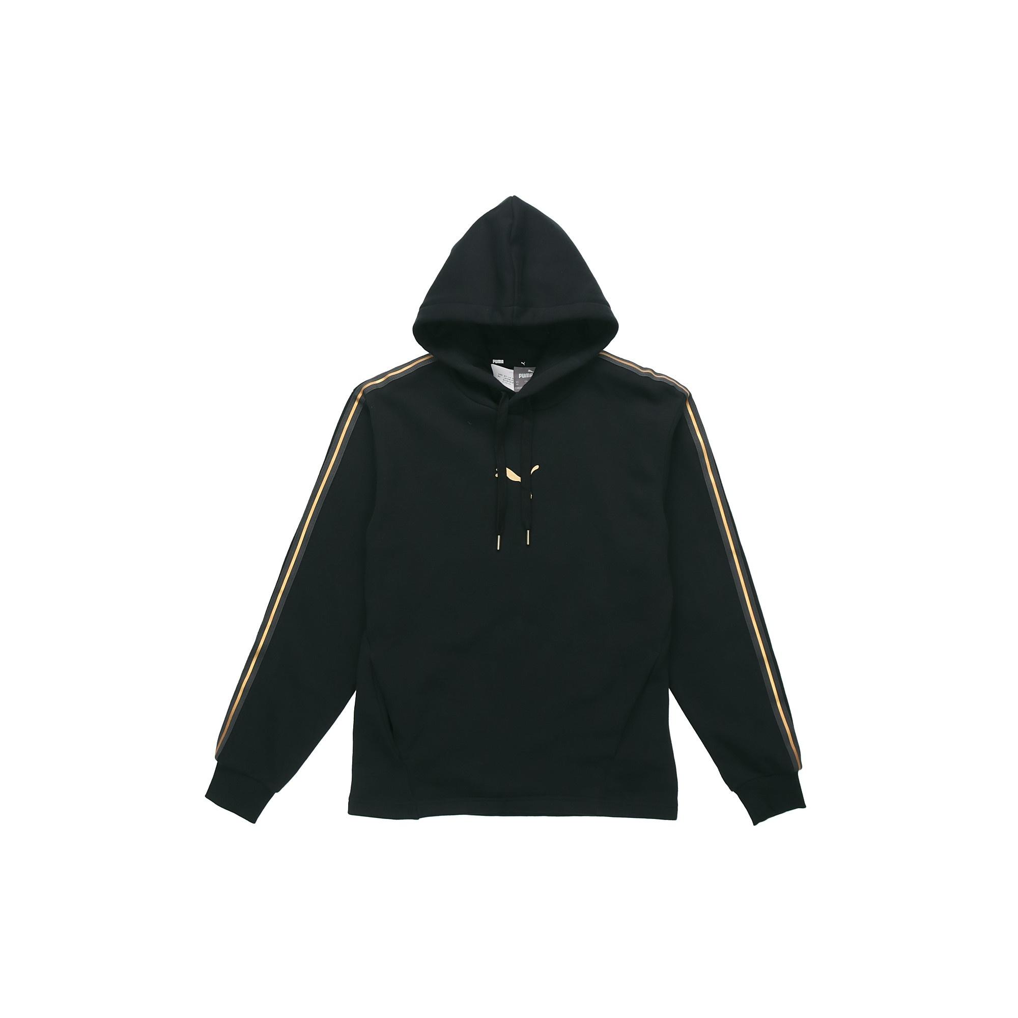 PUMA Metallic Logo Hoodie Black Gold Men s 587139-01 XS