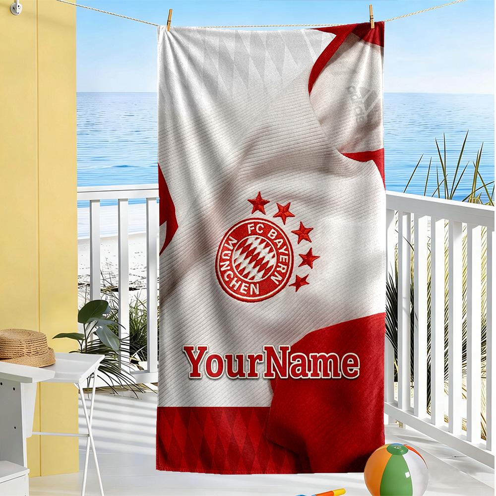 Bayern Munich Customize Your Name Beach Towel High Absorbency & Quick-Dry Suitable for Sports Travel Swimming Yoga Bathroom Beach And Pool