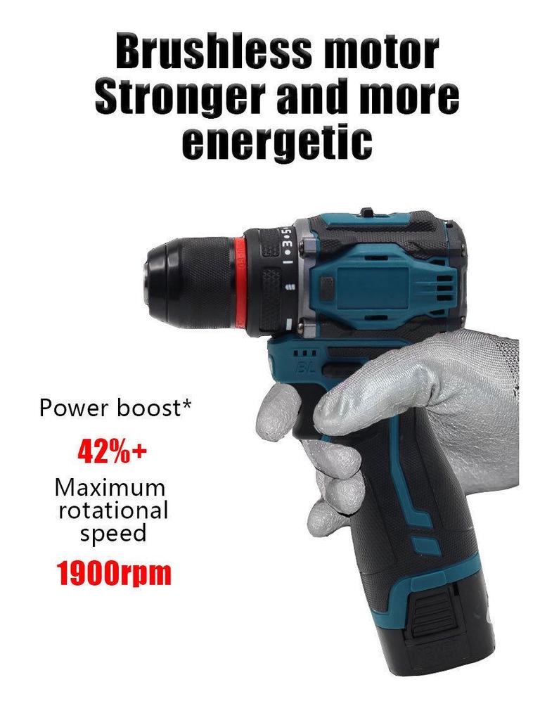 18V Cordless Dual Speed Electric Drill & Screwdriver with Steel Cannon, Lithium Battery & Wireless Wrench