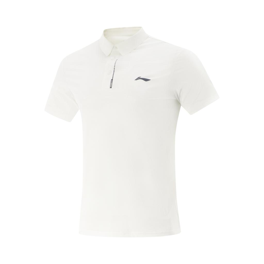 Li-Ning Fitness Series Solid Color Soft Comfortable Breathable Versatile Short Sleeve Polo Shirt Men Tops White APLV283-6