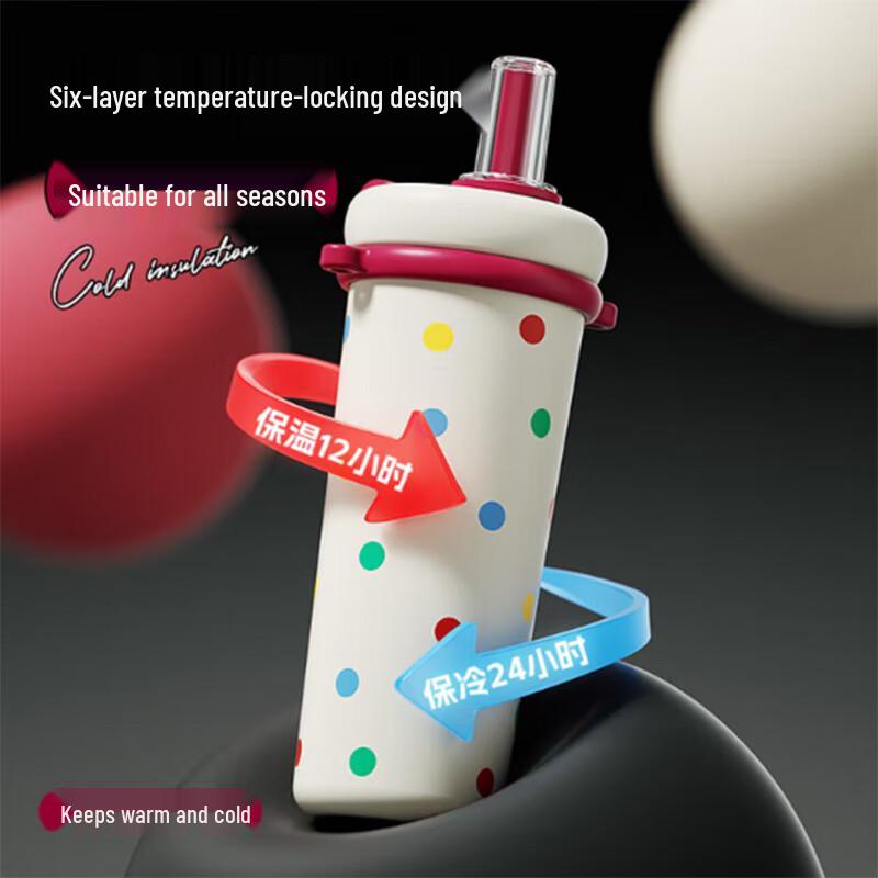 Shidajia Retro Polka Dot Insulated Tumbler