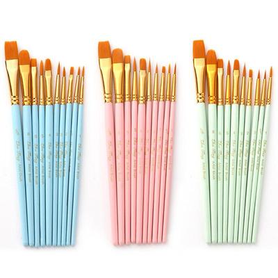 10 Pcs Painting Brushes Set Art Brush Wooden Handle Synthetic Nylon Hair for Artist  Art Acrylic Gouache Oil Watercolor