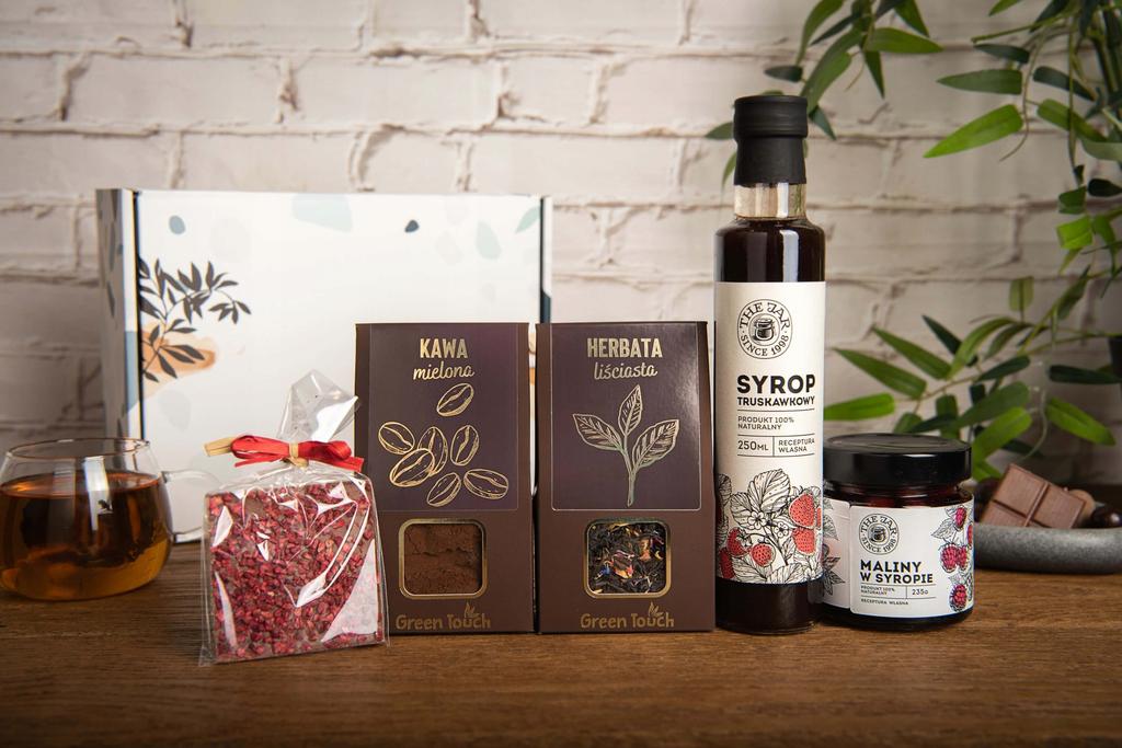 Zestaw Prezentowy Z Herbatą, Kawa Czekolada Syrop I Maliny W Syropie Box