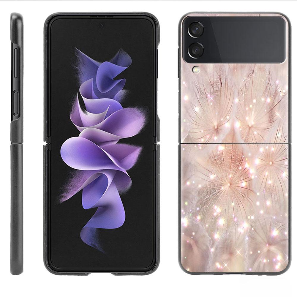 Shiny Pink Cool Case For Samsung Galaxy Z Flip 3 4 5G Black Hard PC Phone Housing Z Flip4 Luxury Segmented Cover