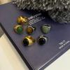 Titanium Steel Oval Agate Stone Gold Ring - Women's Niche Fashion Accessory