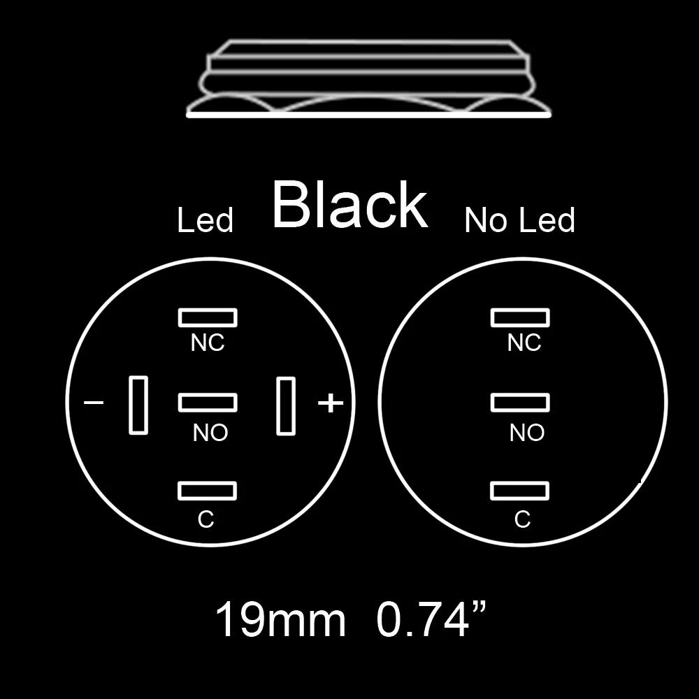 Electric Waterproof Power 12v Led Light Momentary Black Push Button Switch 8/10/12/16/19/22 mm Pressure Switches 220v Aluminium Switches Oil Pressure
