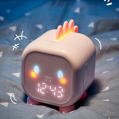 Relógio LED em forma de dinossauro fofo, display de temperatura, interruptor, treinamento de sono, despertador infantil com controle de voz, digital para desktop