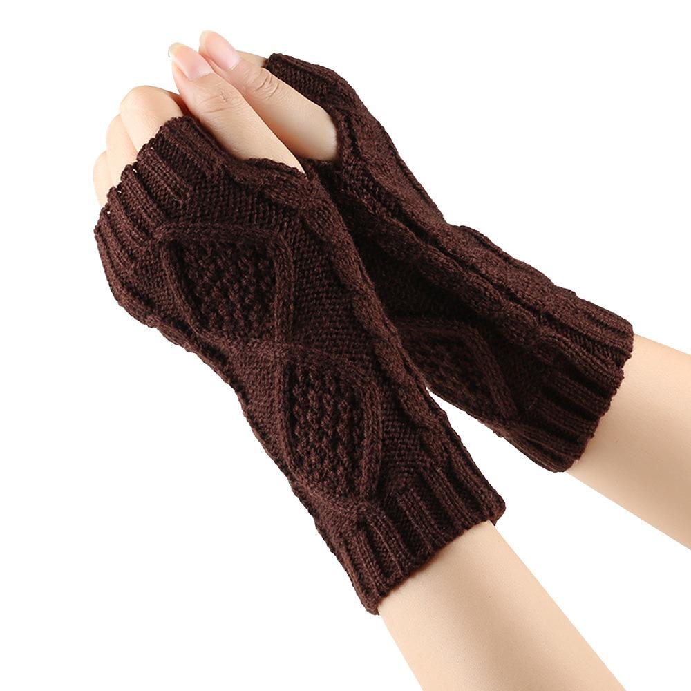 

Knitted Crochet Winter Warm Gloves Stretchy Thumbhole Arm Warmers Warm Knit Mittens Cold Weather кофейный