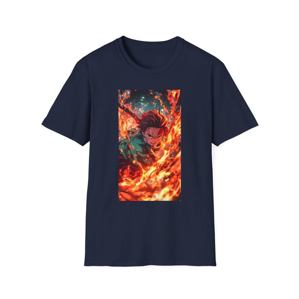 Demon Slayer Unisex Jl Anime TShirt Softstyle Tanjiro Fire Technic S