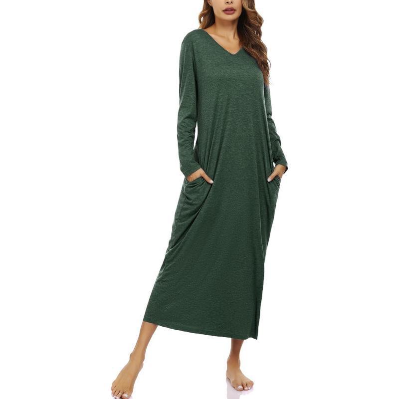 Women's Long-Sleeve Cotton Nightgown Pajamas