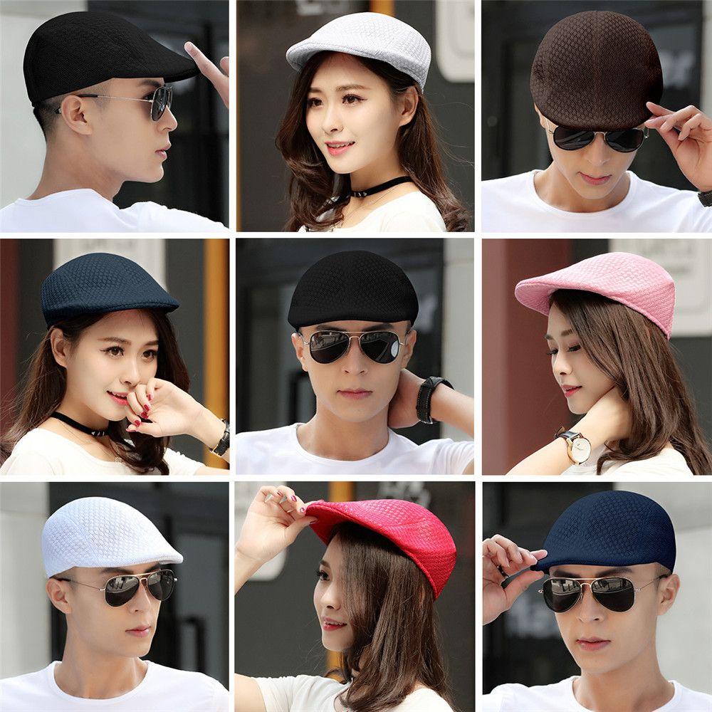 Fashion Mesh Newsboy Style Breathable Sun Hat Peaked Cap Beret Hat