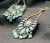 Fashion high-end earrings, party temperament jadeite tassel earrings, Korean version diamond-set exaggerated women's ear jewelry