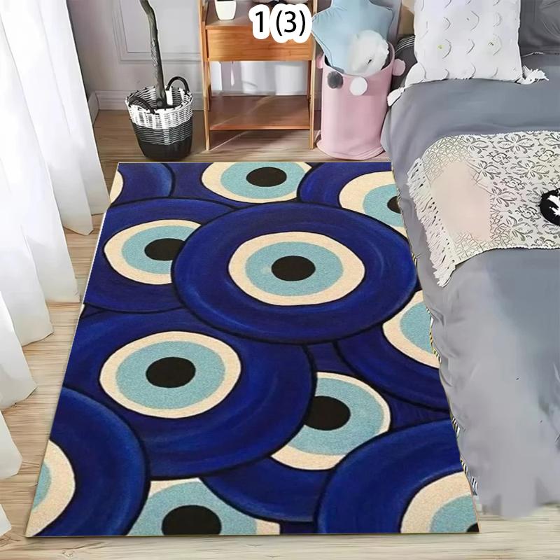 

Rug Carpet Mat Non-Slip Blue Gold Circle Art Area Rug for Living Room Entryway Bathroom Kitchen Playroom Minimalist Home Decor 40X60cm