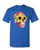 Sonnenblumen Zuckerschädel T-Shirt Tag der Toten Calavera Mexiko Herren T-Shirt