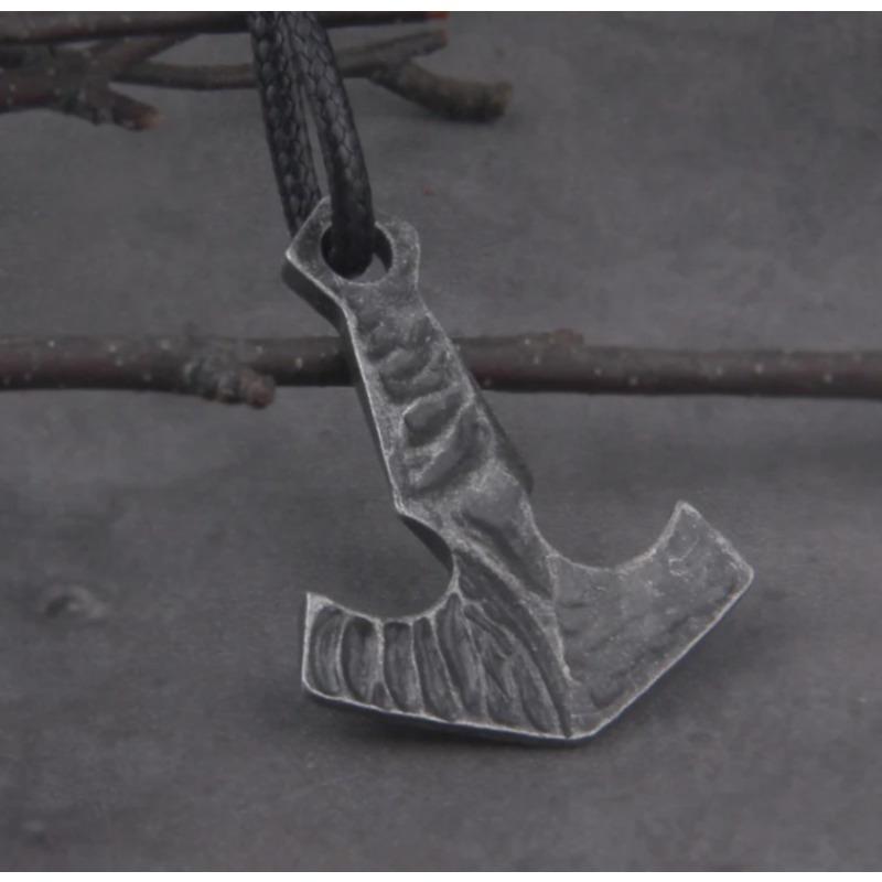 1pcs Thor's Hammer Mjolnir Pendant Necklace Viking Scandinavian Norse Viking Necklace with Cotton Chain