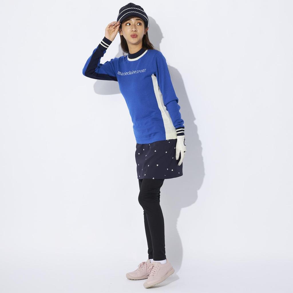 Marie Claire Women's Color Block Wool Blend Mock Neck Knit 734720, Blue