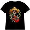 Day Of The Dead T-Shirt Skull Guitar Graphic Tee Mexican Sugar Skull Gift Top
