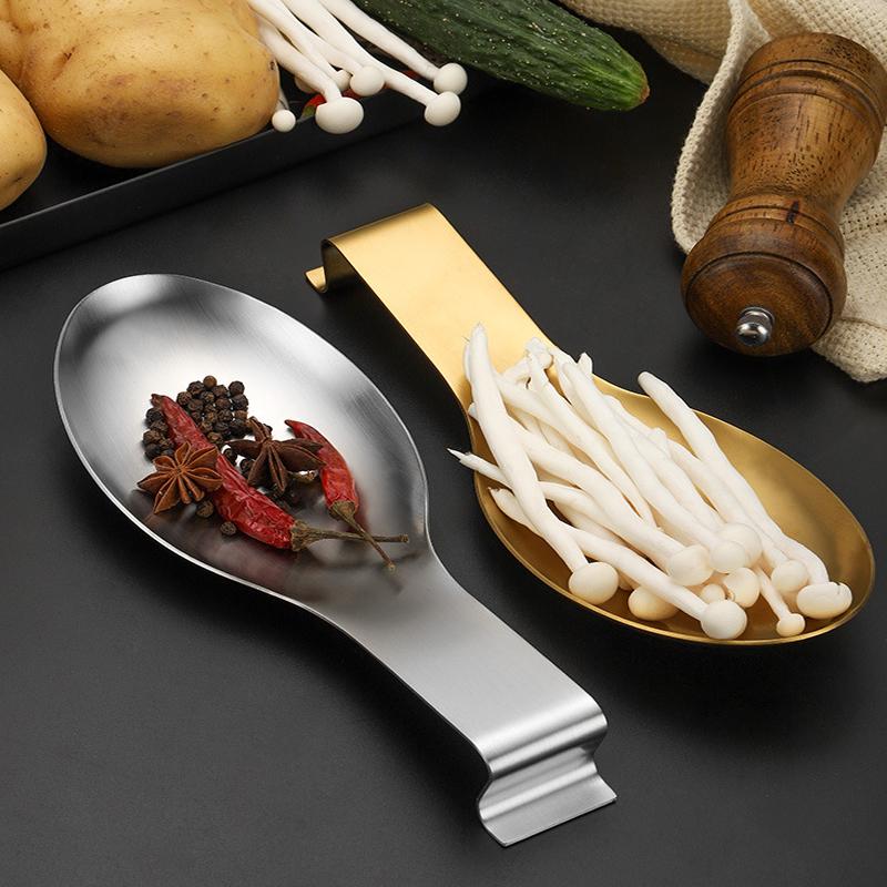 Stainless Steel Spoon Rest Spatula Ladle Holder Soup Spoon Rack Heat Resistant Spoon Holder Storage Tray Kitchen Spoon Utensil