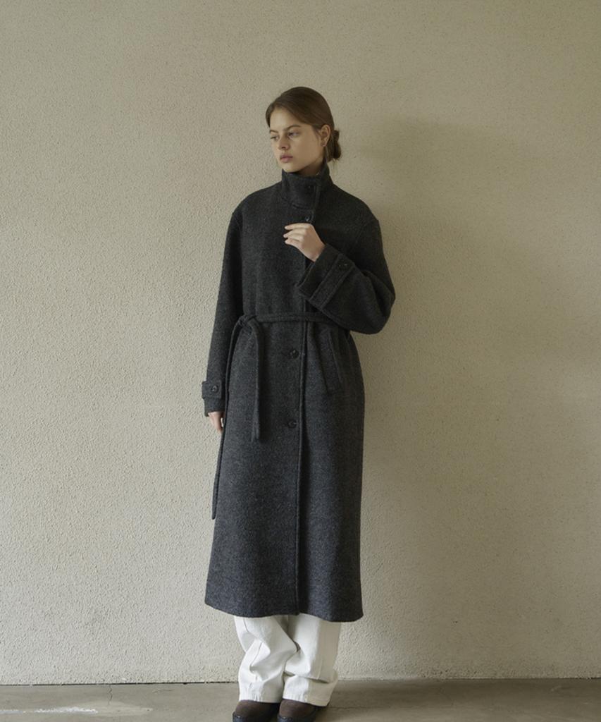 A-Ma Lua Boucle Long Coat_Charcoal
