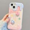 Cartoon 3D Heart Star Ice Cream Bead Strap Phone Case For iPhone 15 13 14 12 11 Pro Max Plus INS Lovely Soft Silicone Back Cover